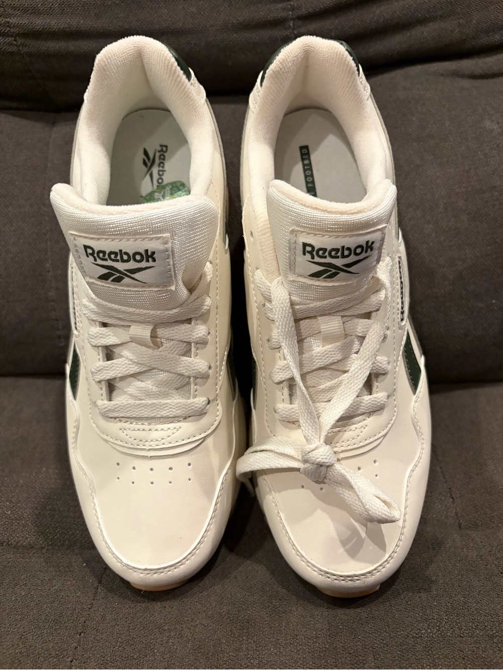 Reebok White & Dark Green Classic Low-Top Sneakers